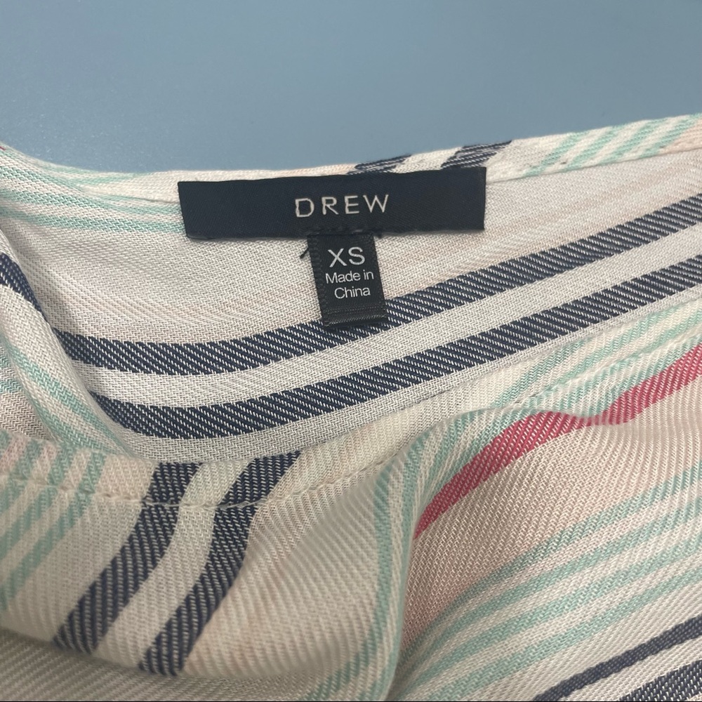 Drew Striped Statement Top Low Back Statement Sleeves Deep Scoopneck XS - Picture 7 of 12